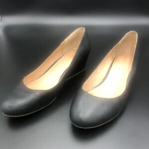 Aldo Black Leather Wedge Loafers, Women's Size 9/EUR 40